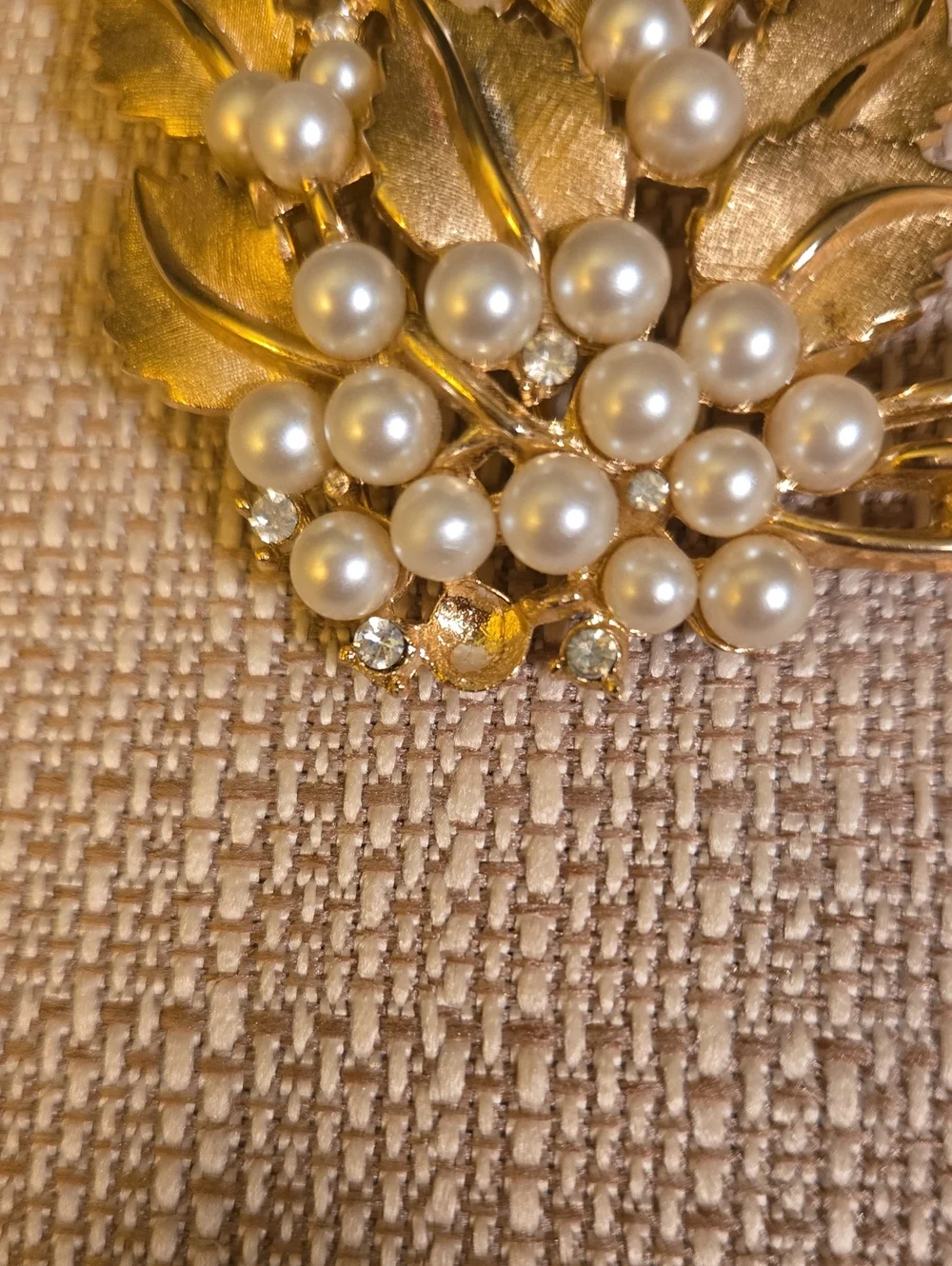 Vintage Crown Trifari Gold-Tone Leaf Brooch and Matching Earrings